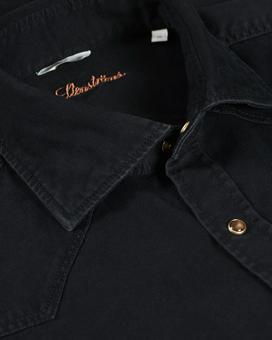 Heren | Overhemden | Stenströms | Slimline Washed Denim Shirt Black