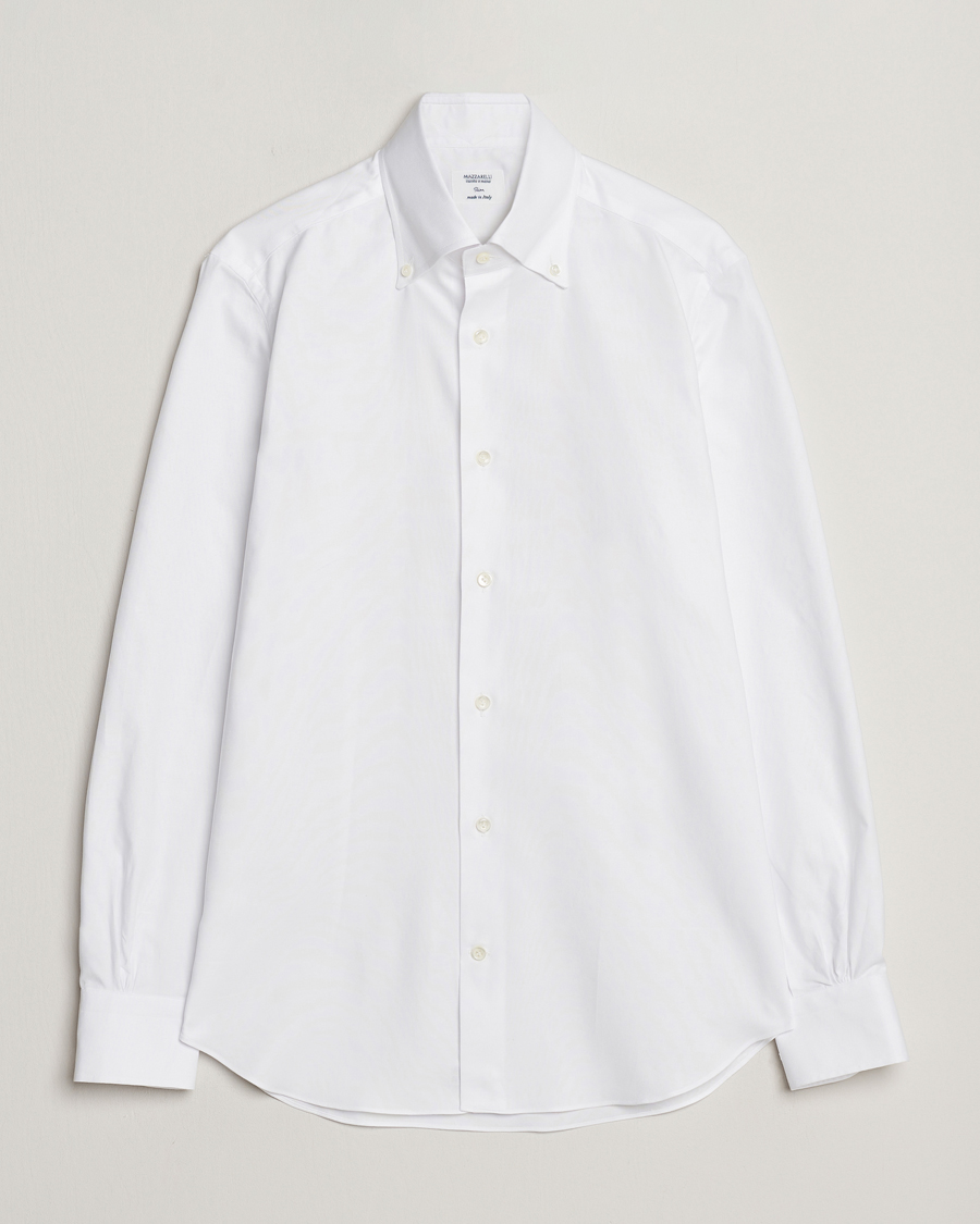 Heren | Overhemden | Mazzarelli | Soft Oxford Button Down Shirt White