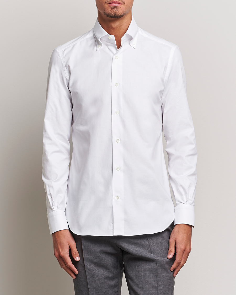 Heren | Kleding | Mazzarelli | Soft Oxford Button Down Shirt White