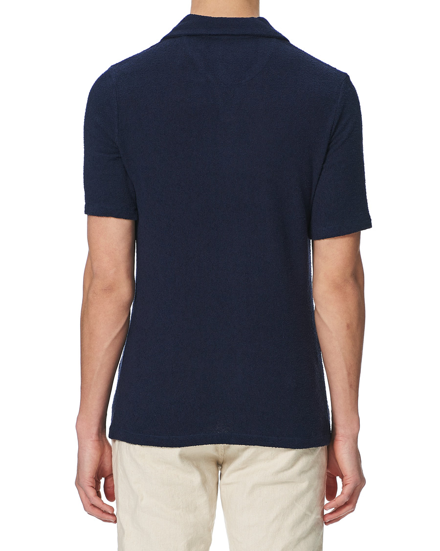 Heren | Polo's | Stenströms | Bouclé Polo Shirt Navy