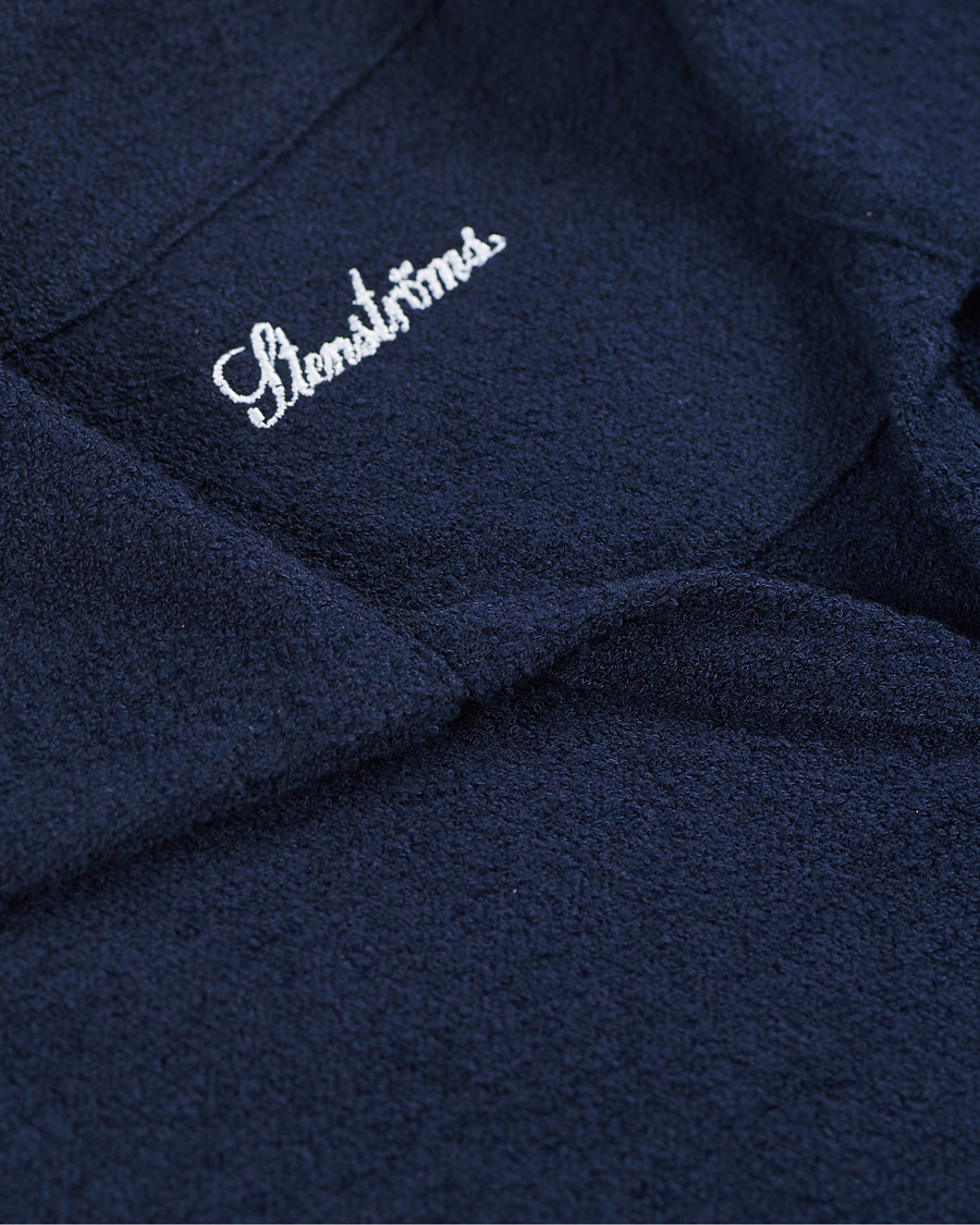 Heren | Polo's | Stenströms | Bouclé Polo Shirt Navy