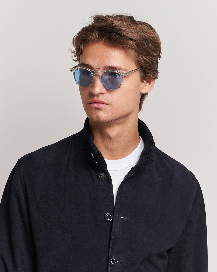 Men | Round Frame Sunglasses | TBD Eyewear | Clip-ons Silver/Blue