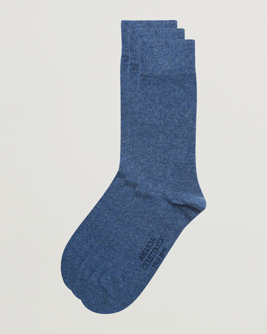 Heren | Ondergoed | Amanda Christensen | 3-Pack True Cotton Socks Denim Blue