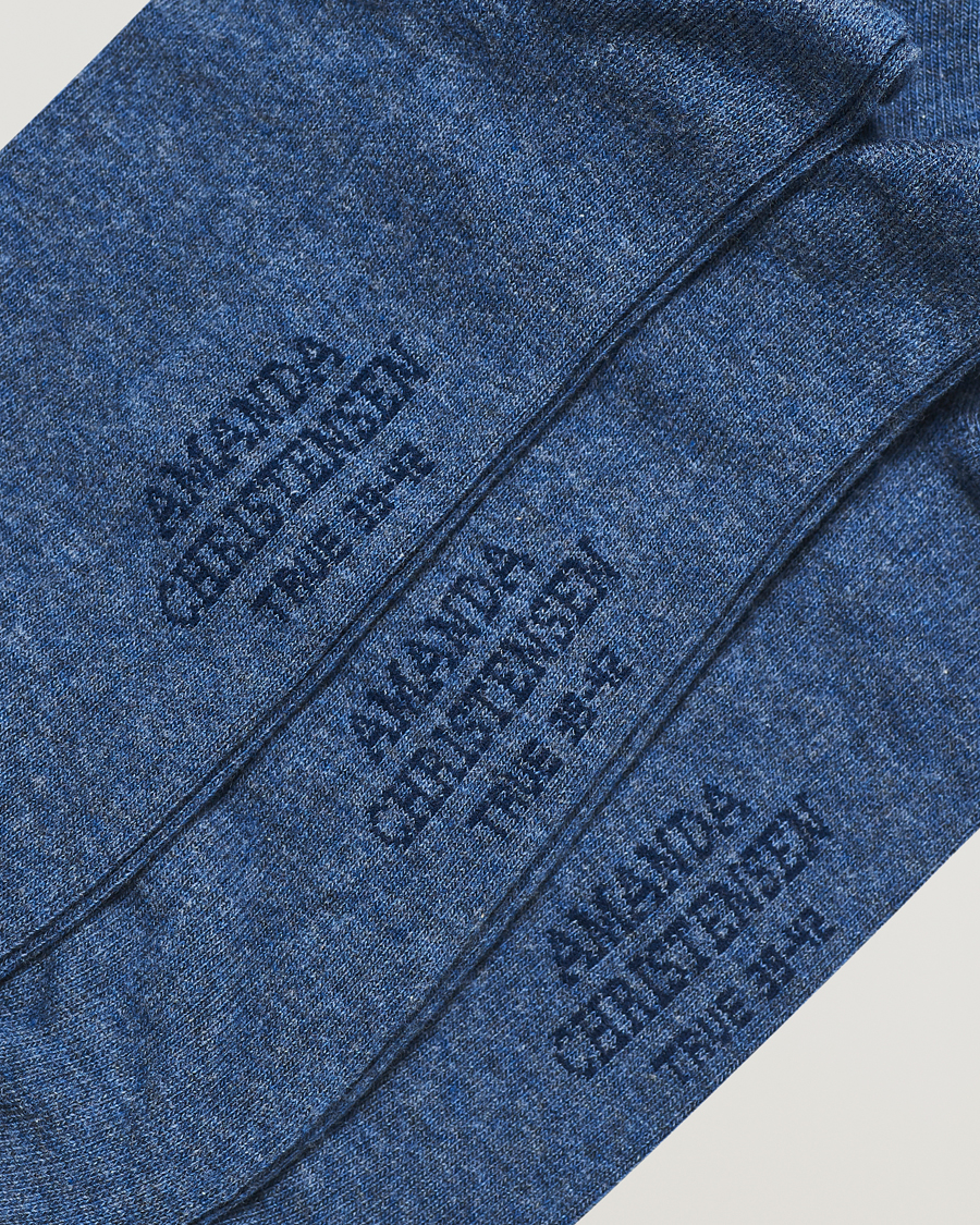 Heren | Amanda Christensen | Amanda Christensen | 3-Pack True Cotton Socks Denim Blue