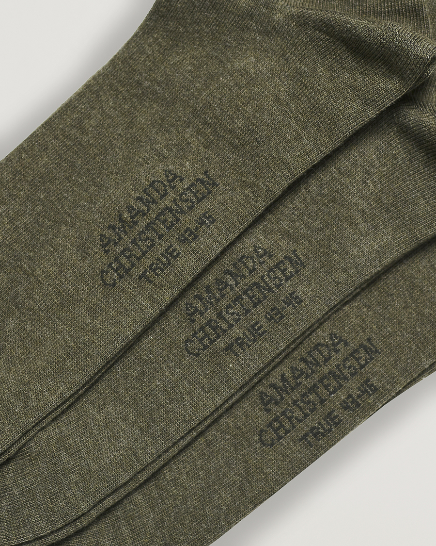 Heren | Ondergoed | Amanda Christensen | 3-Pack True Cotton Socks Olive Melange