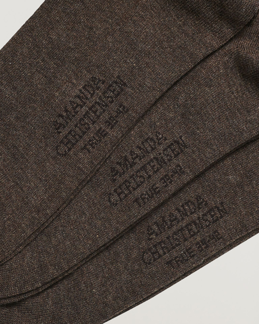 Heren | Ondergoed | Amanda Christensen | 3-Pack True Cotton Socks Brown Melange