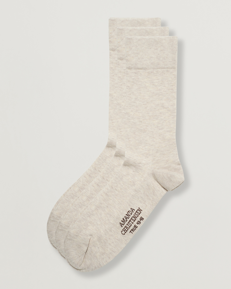 Heren | Ondergoed | Amanda Christensen | 3-Pack True Cotton Socks Sand Melange