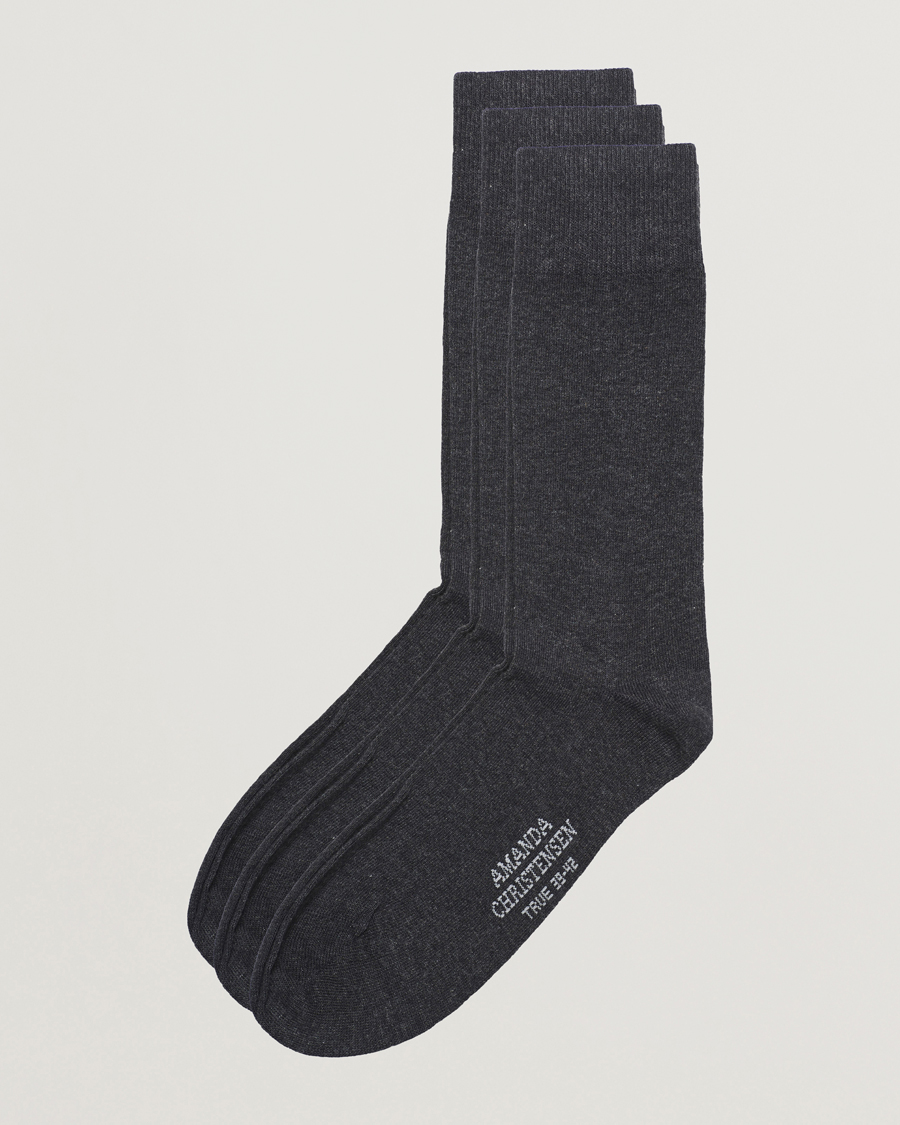 Heren | Ondergoed | Amanda Christensen | 3-Pack True Cotton Socks Antrachite Melange