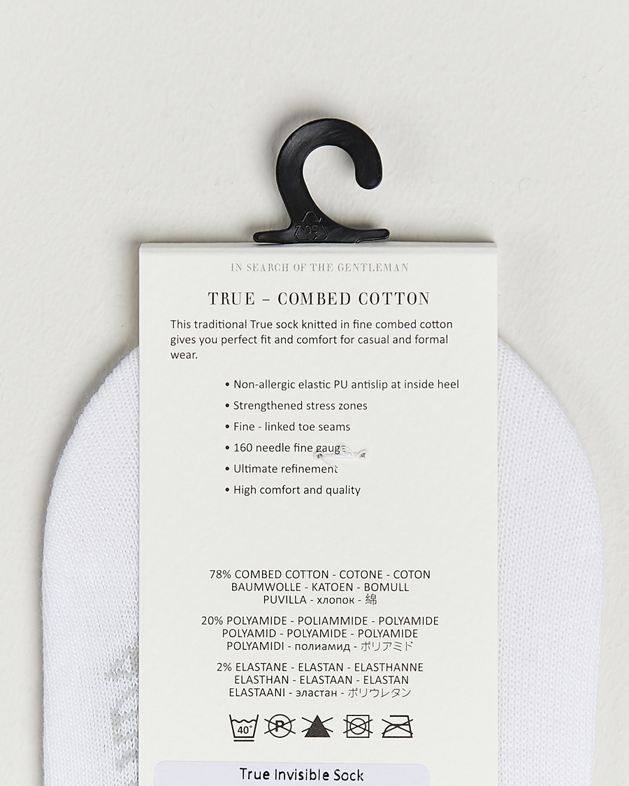 Heren | Ondergoed | Amanda Christensen | 3-Pack True Cotton Invisible Socks White