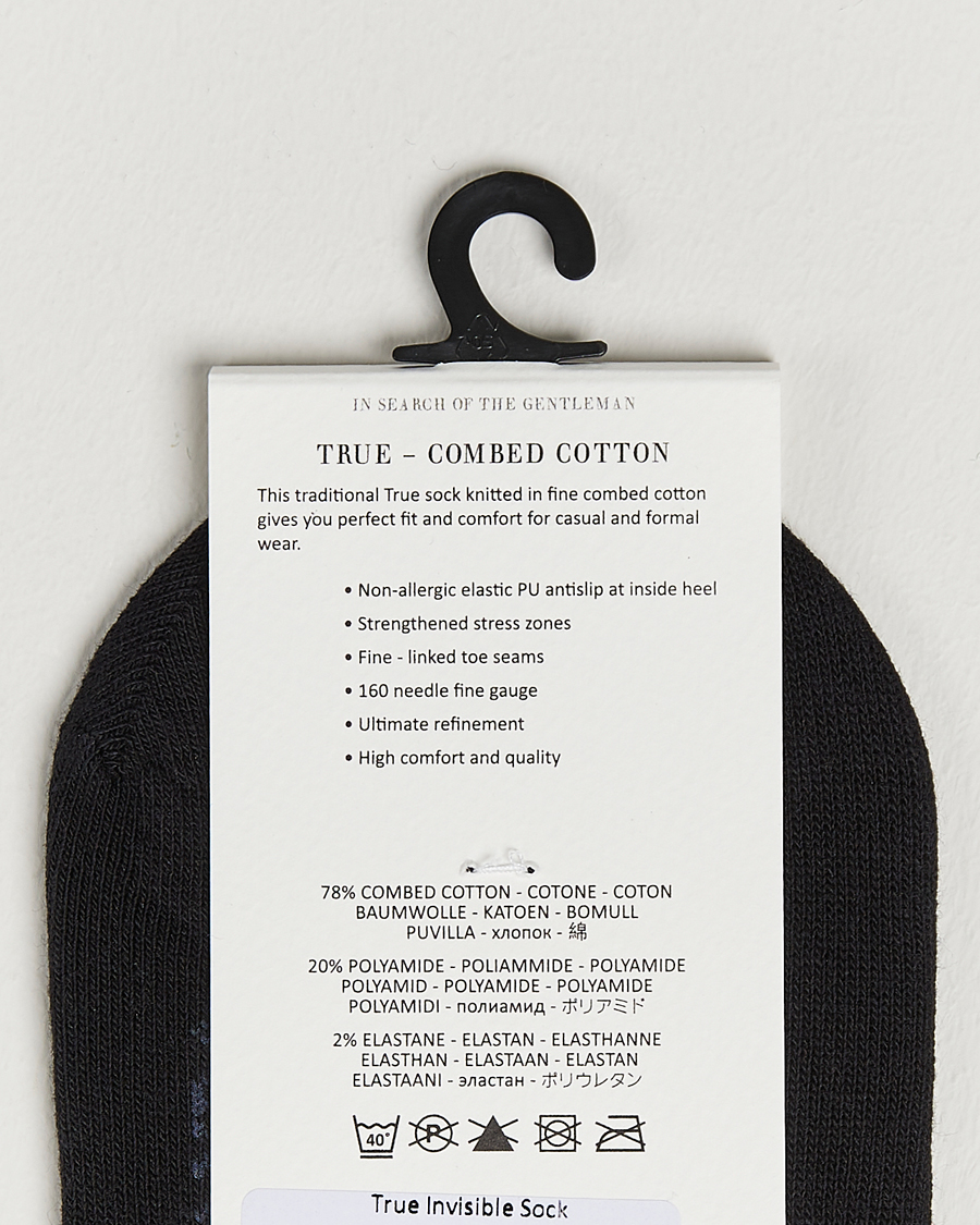 Heren | Ondergoed | Amanda Christensen | 3-Pack True Cotton Invisible Socks Black