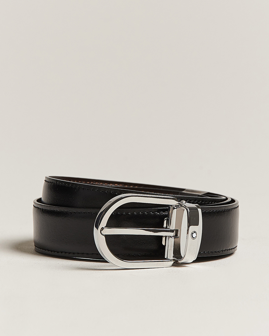 Heren | Montblanc Reversible Horseshoe Buckle 30mm Belt  Black/Brown | Montblanc | Reversible Horseshoe Buckle 30mm Belt  Black/Brown