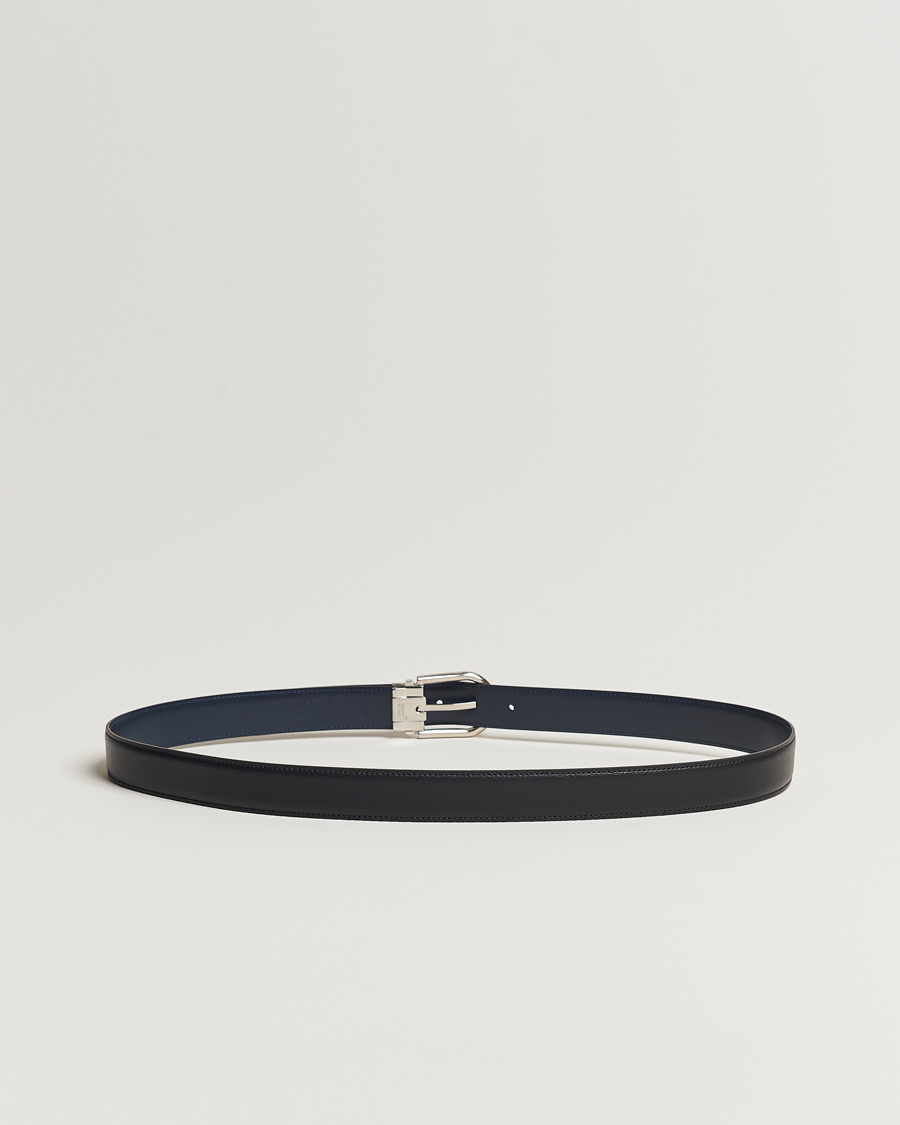 Men |  | Montblanc | Reversible Horseshoe Leather Belt 30mm Blue/Black Grain