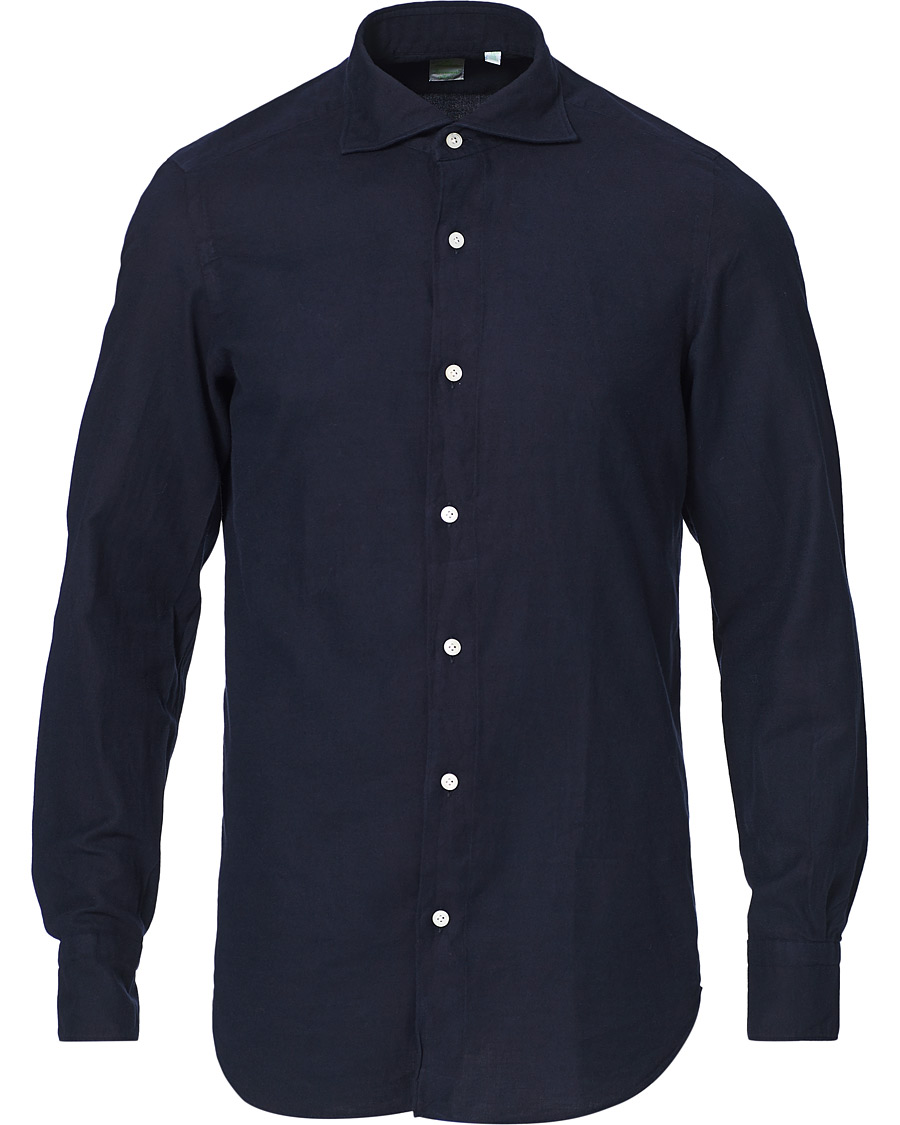 Heren | Overhemden | Finamore Napoli | Tokyo Slim Fit Flannel Shirt Navy