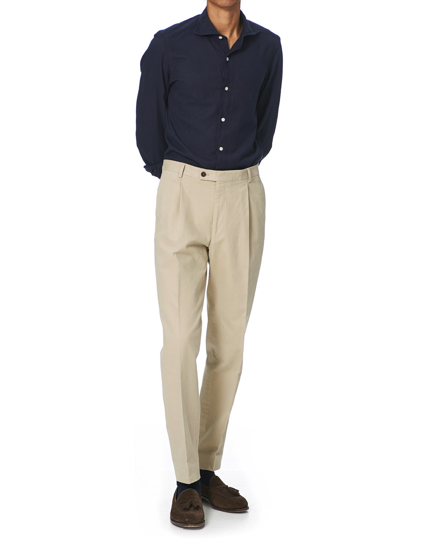 Heren | Overhemden | Finamore Napoli | Tokyo Slim Fit Flannel Shirt Navy