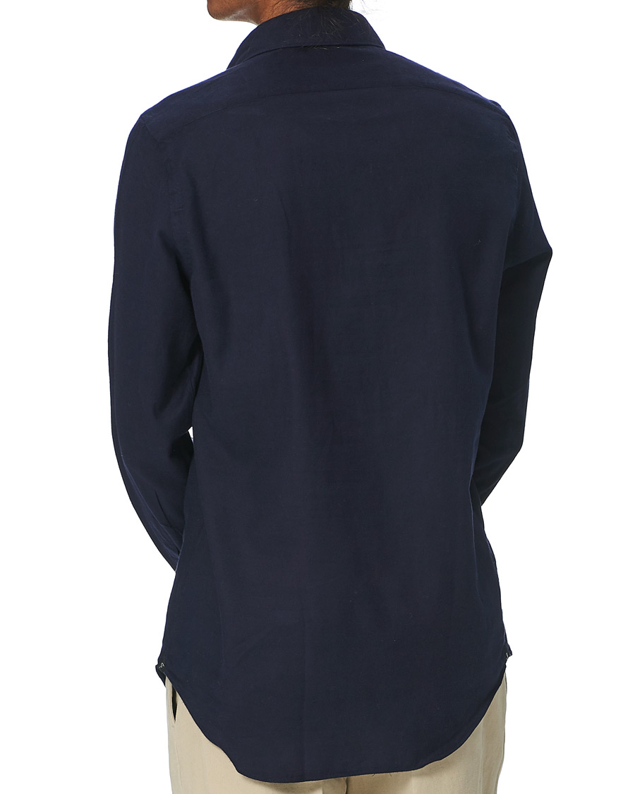 Heren | Overhemden | Finamore Napoli | Tokyo Slim Fit Flannel Shirt Navy