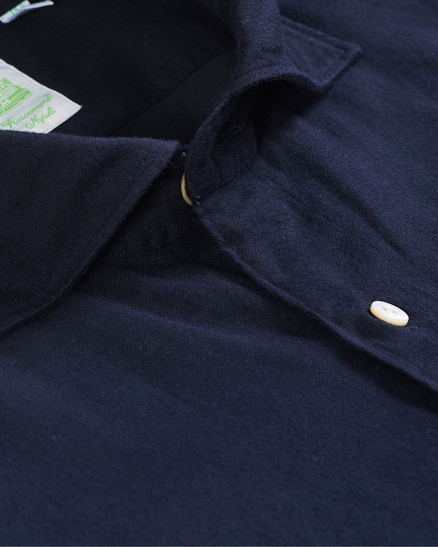 Heren | Overhemden | Finamore Napoli | Tokyo Slim Fit Flannel Shirt Navy