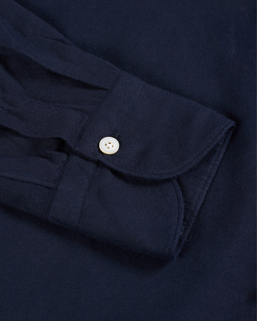 Heren | Overhemden | Finamore Napoli | Tokyo Slim Fit Flannel Shirt Navy
