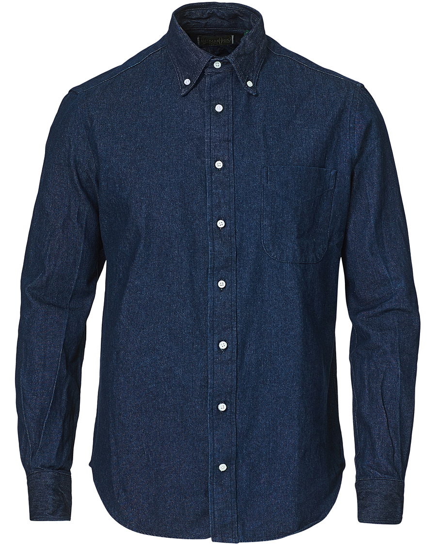 Heren | Overhemden | Gitman Vintage | Button Down Denim Shirt Dark Indigo