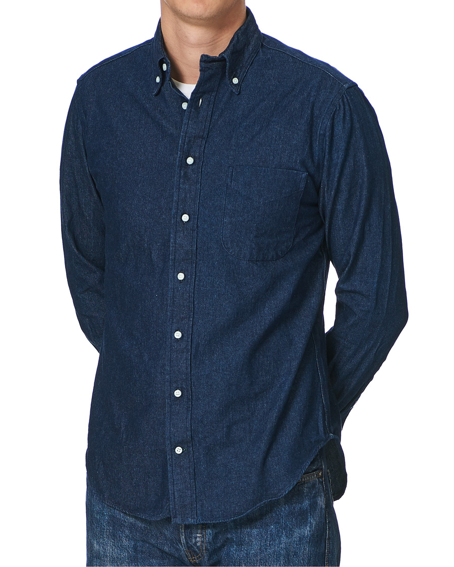 Heren | Overhemden | Gitman Vintage | Button Down Denim Shirt Dark Indigo
