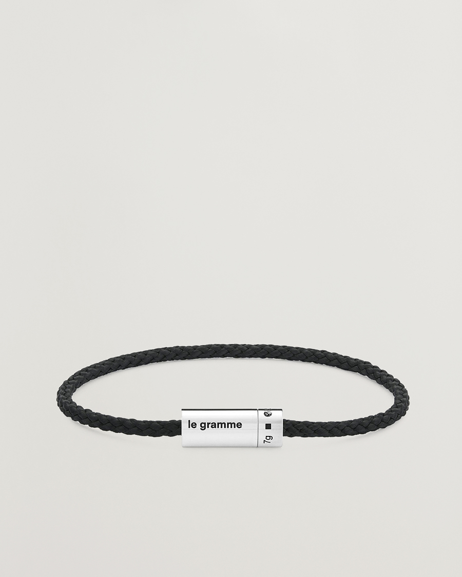 Heren | LE GRAMME Nato Cable Bracelet Black/Sterling Silver 7g | LE GRAMME | Nato Cable Bracelet Black/Sterling Silver 7g