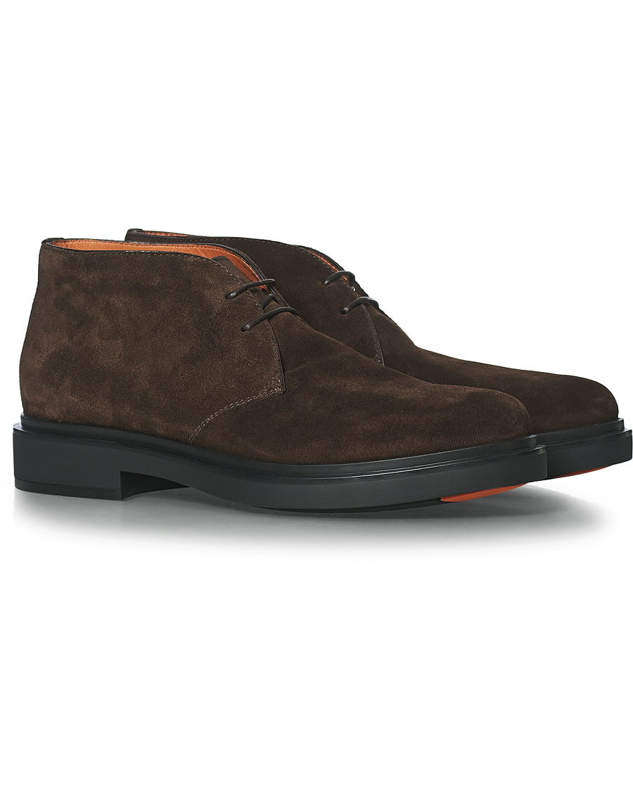 Heren | Santoni Wembley Desert Boot Dark Brown Suede | Santoni | Wembley Desert Boot Dark Brown Suede
