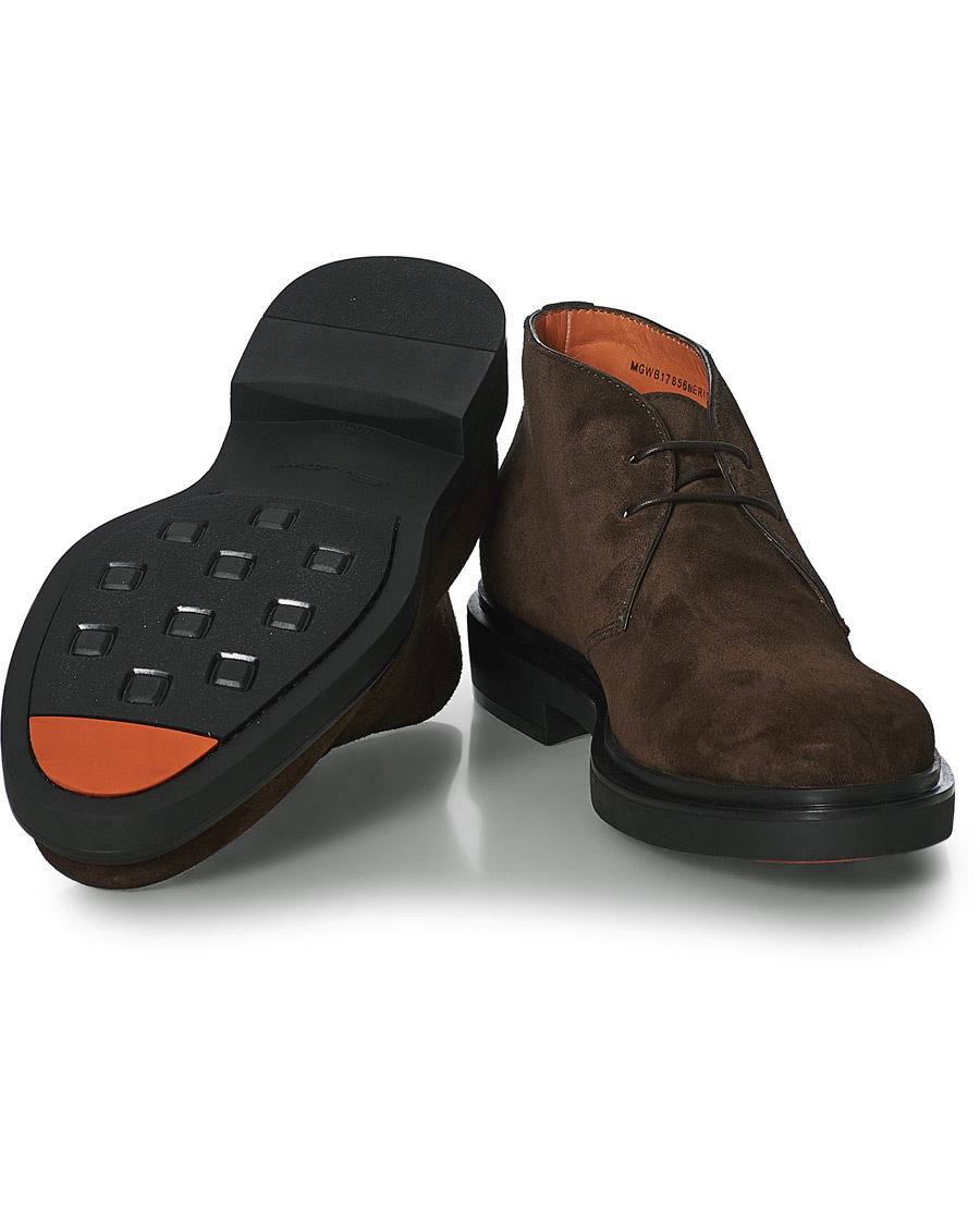 Heren | Santoni Wembley Desert Boot Dark Brown Suede | Santoni | Wembley Desert Boot Dark Brown Suede