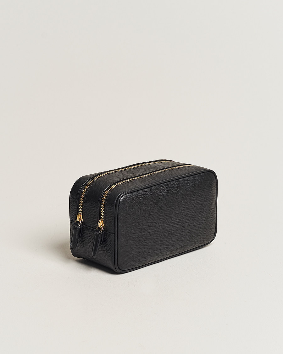 Heren |  | Smythson | Panama Double Zip Washbag Black