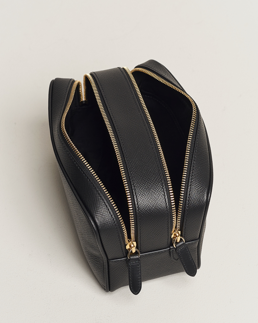 Heren | Tassen | Smythson | Panama Double Zip Washbag Black