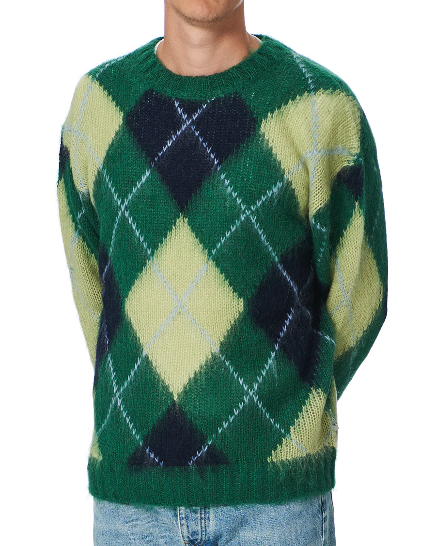 Heren | Truien | KENZO | Brushed Argyle Sweater Green