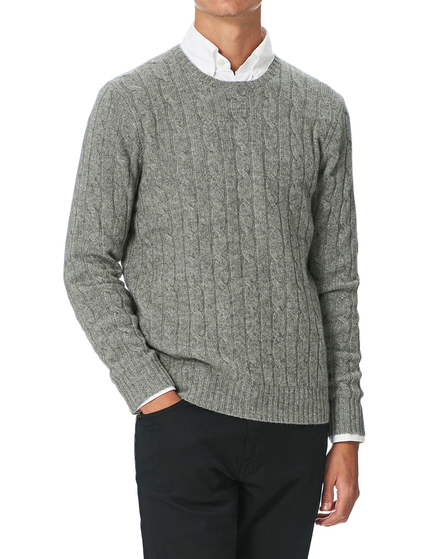 Heren | Truien | Polo Ralph Lauren | Cashmere Cable Crew Neck Sweater Fawn Grey Heather