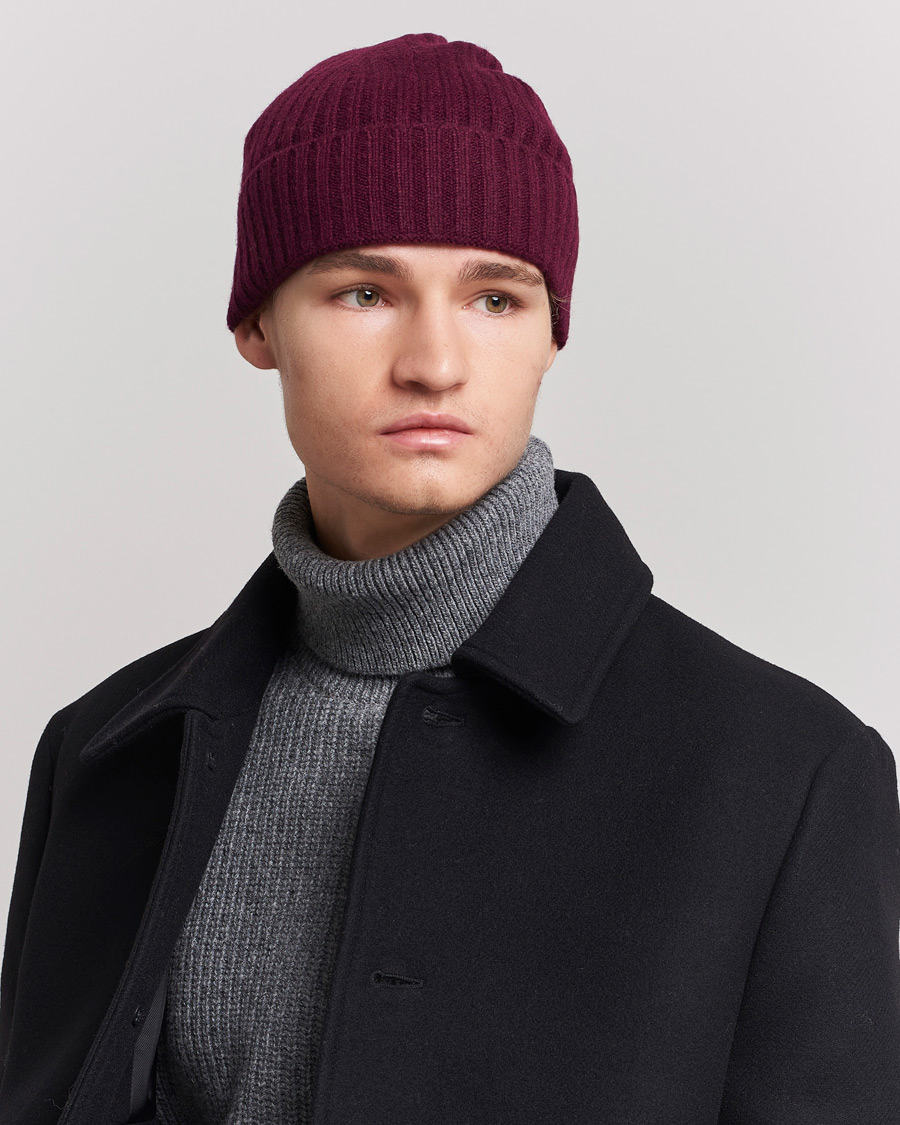 Heren |  | Amanda Christensen | Rib Knitted Cashmere Cap Bordeaux