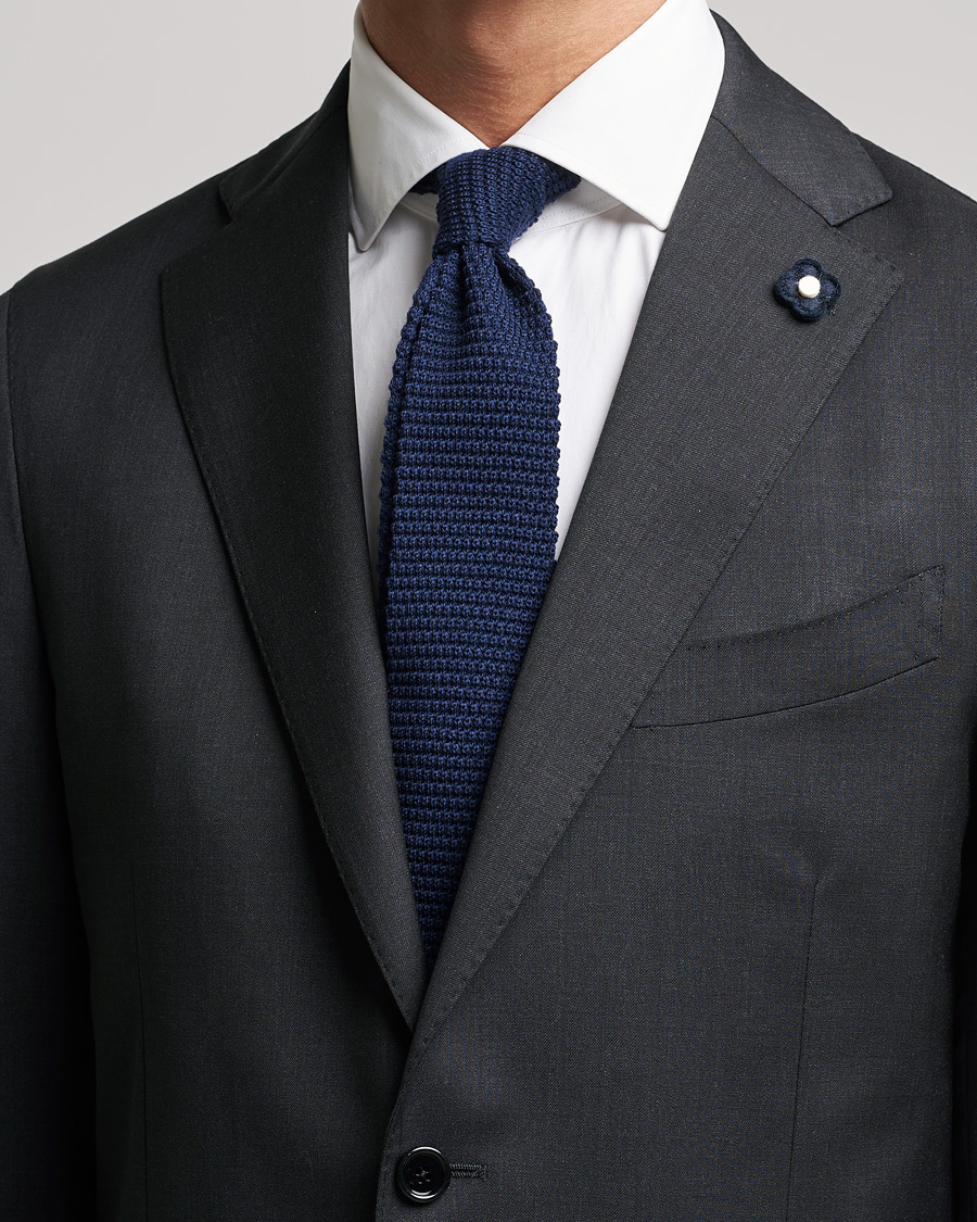 Heren |  | Amanda Christensen | Wool Knitted 6cm Tie Navy