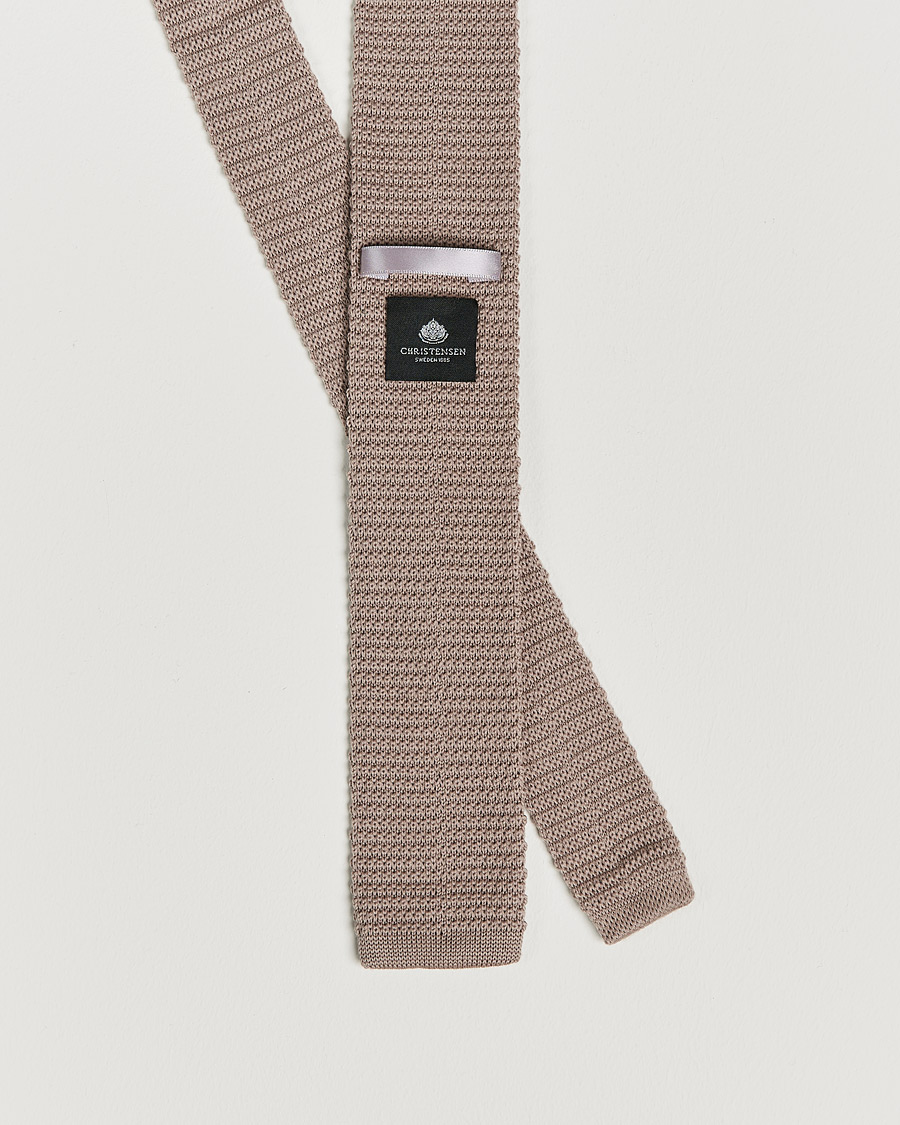 Heren |  | Amanda Christensen | Wool Knitted 6cm Tie Beige