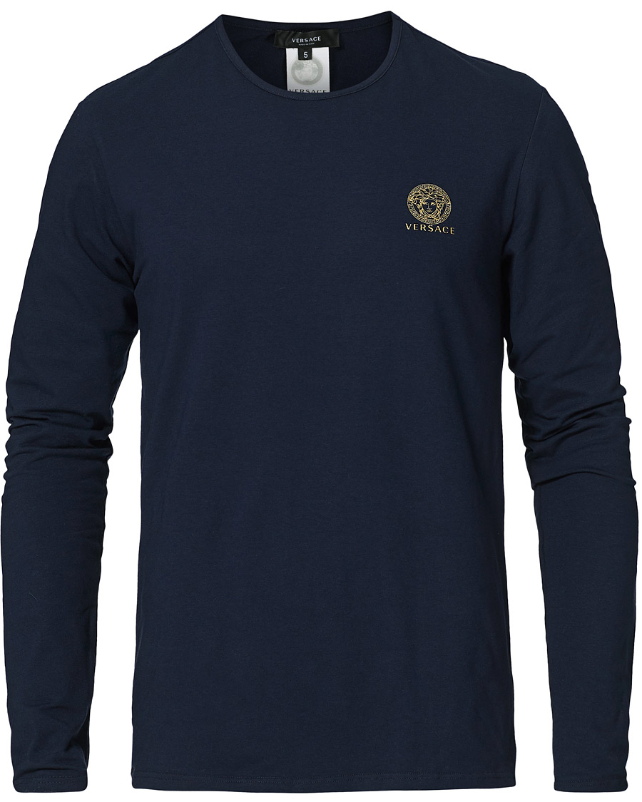 Heren | T-shirts | Versace | Medusa Long Sleeve Tee Navy