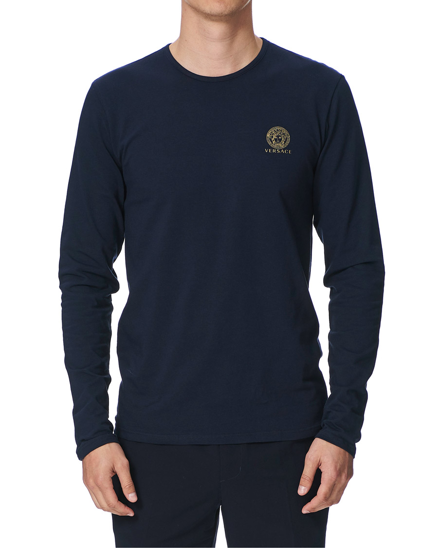 Heren | T-shirts | Versace | Medusa Long Sleeve Tee Navy