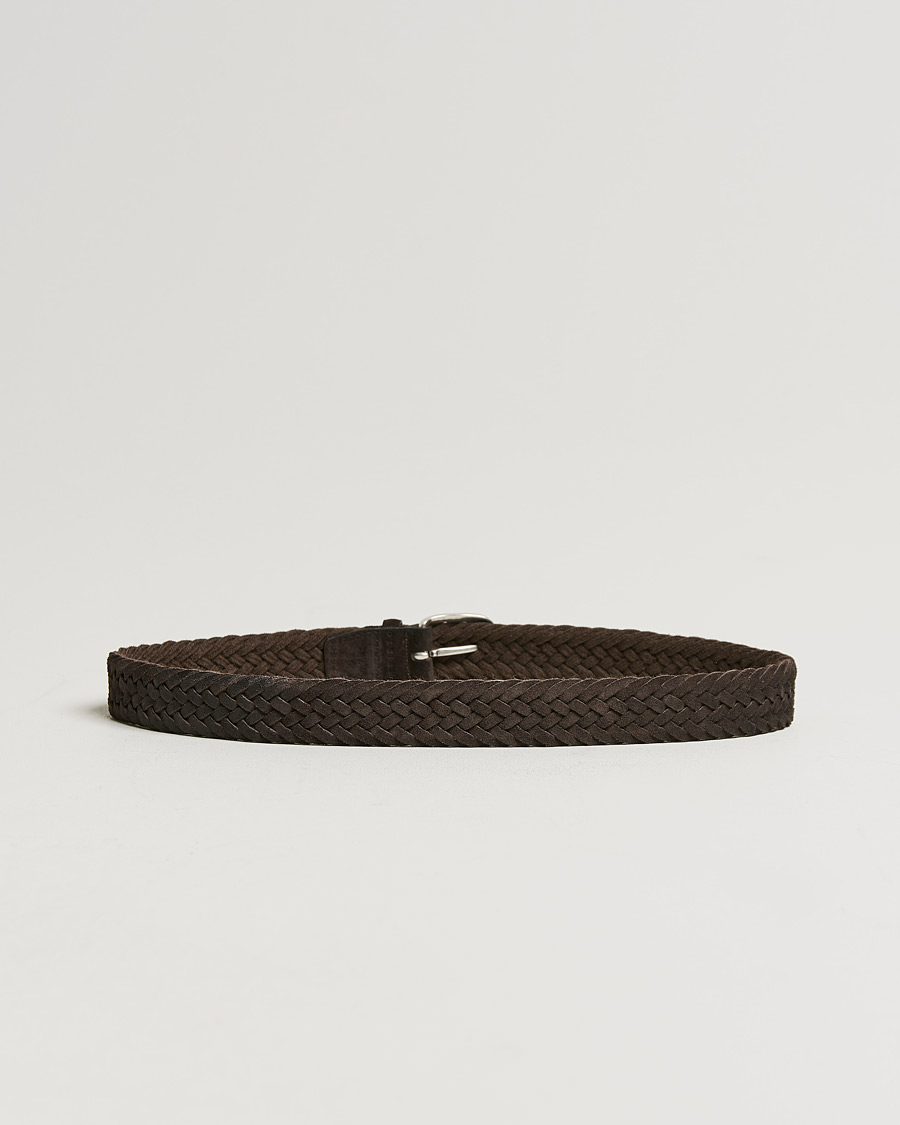 Heren |  | Orciani | Braided Suede Belt 3,5 cm Dark Brown