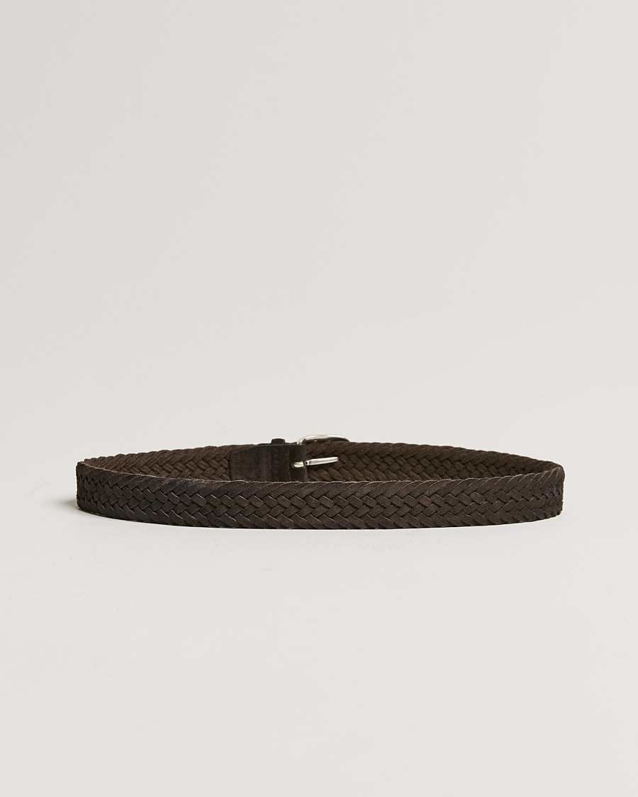 Heren | Orciani Braided Suede Belt 3,5 cm Dark Brown | Orciani | Braided Suede Belt 3,5 cm Dark Brown