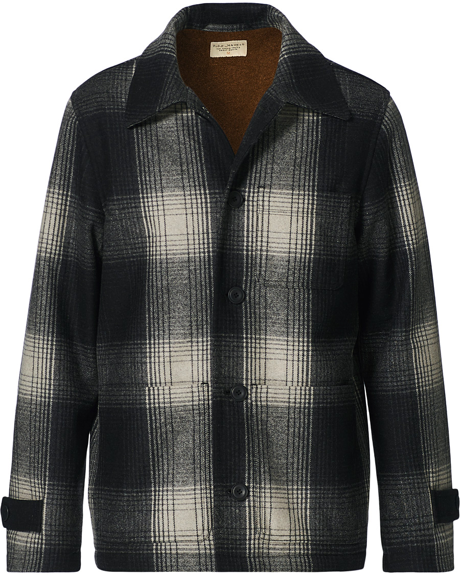 Heren | Jassen | Nudie Jeans | Mangan Shadow Check Lumber Jacket Black/Grey