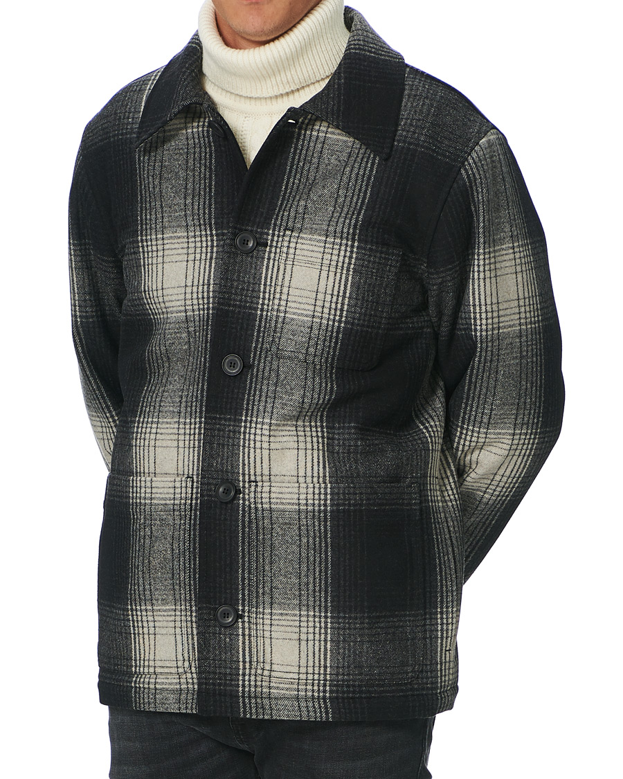 Heren | Jassen | Nudie Jeans | Mangan Shadow Check Lumber Jacket Black/Grey