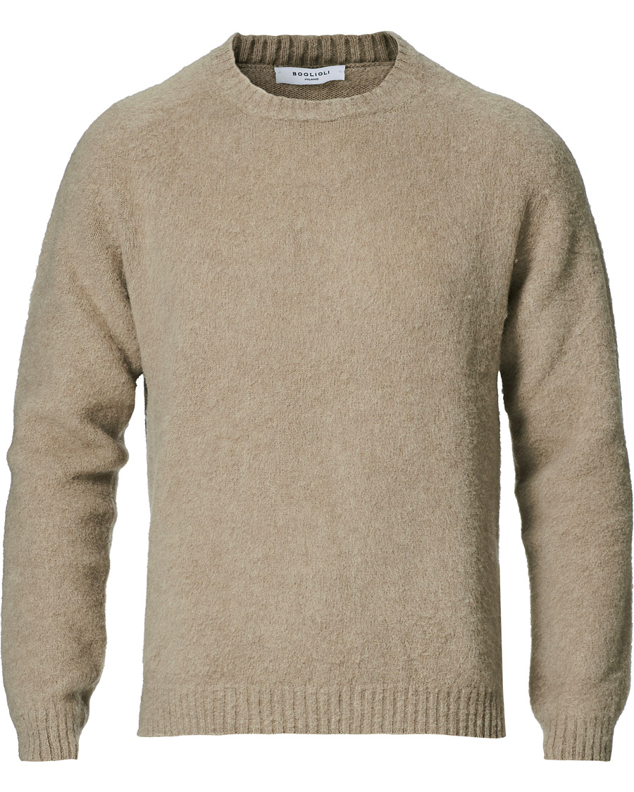 Heren | Truien | Boglioli | Brushed Wool/Cashmere Sweater Beige