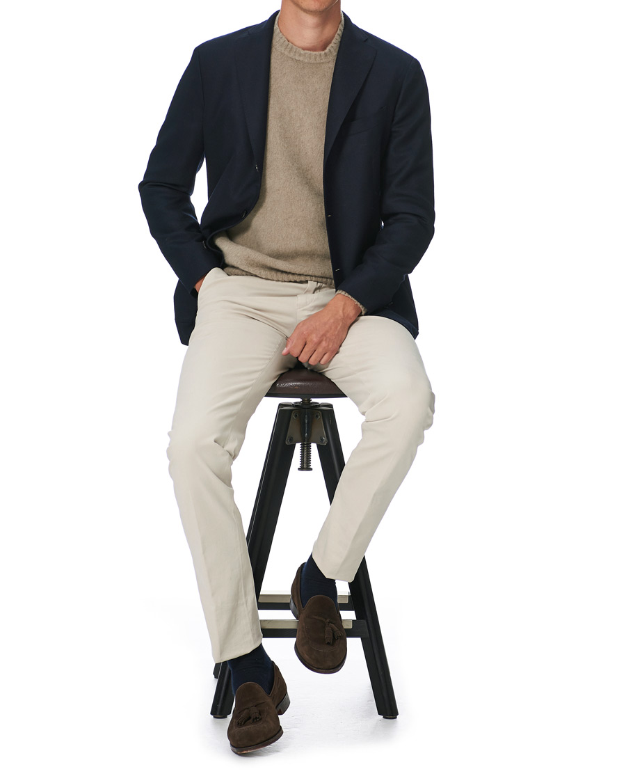 Heren | Truien | Boglioli | Brushed Wool/Cashmere Sweater Beige