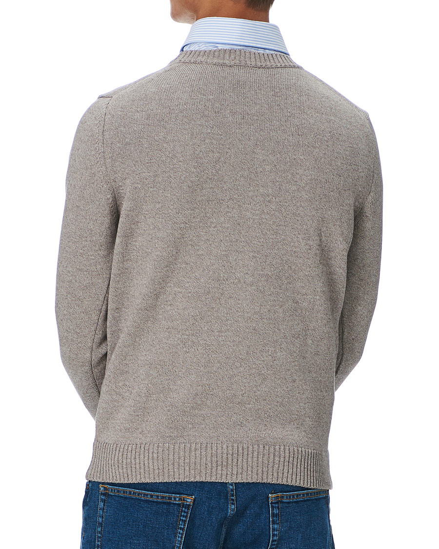 Heren | Truien | Stenströms | Heavy Knitted Merino Crew Neck Beige Mouliné