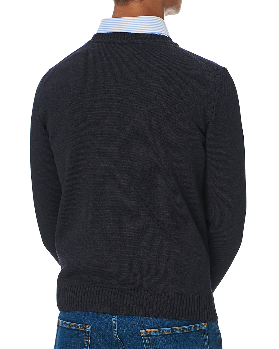 Heren | Truien | Stenströms | Heavy Knitted Merino Crew Neck Brown/Blue Mouliné