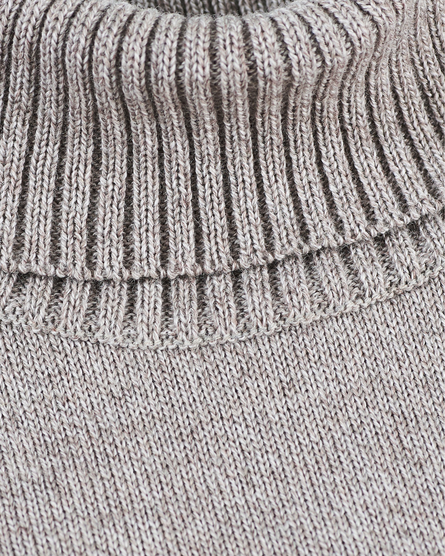 Heren | Truien | Stenströms | Heavy Knitted Merino Rollneck Beige Mouliné