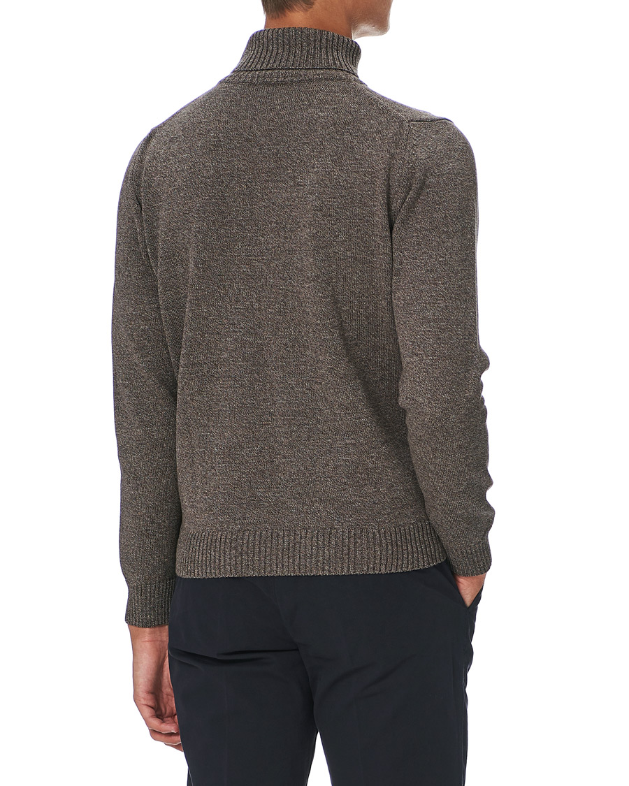 Heren | Truien | Stenströms | Heavy Knitted Merino Rollneck Brown Mouliné