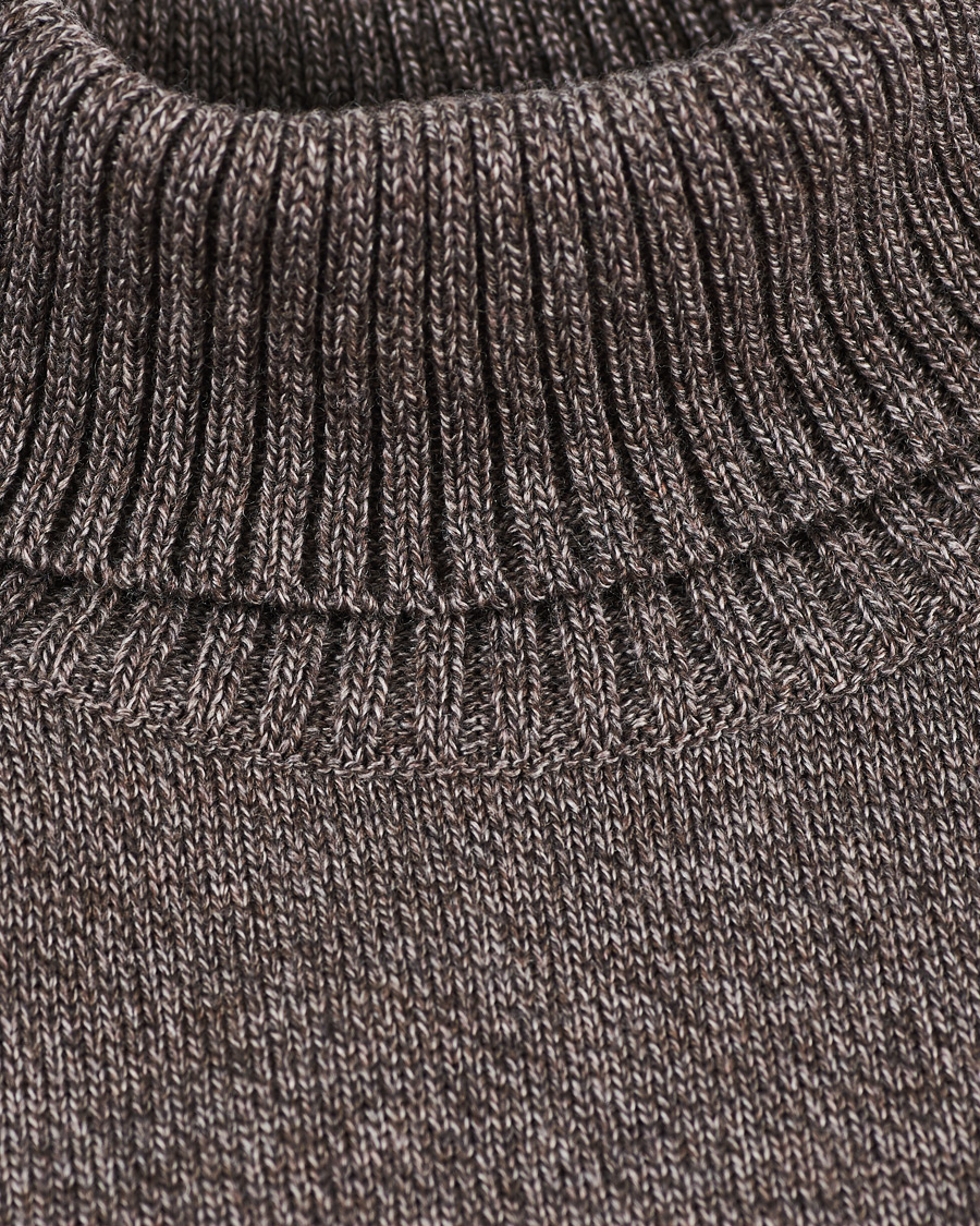 Heren | Truien | Stenströms | Heavy Knitted Merino Rollneck Brown Mouliné