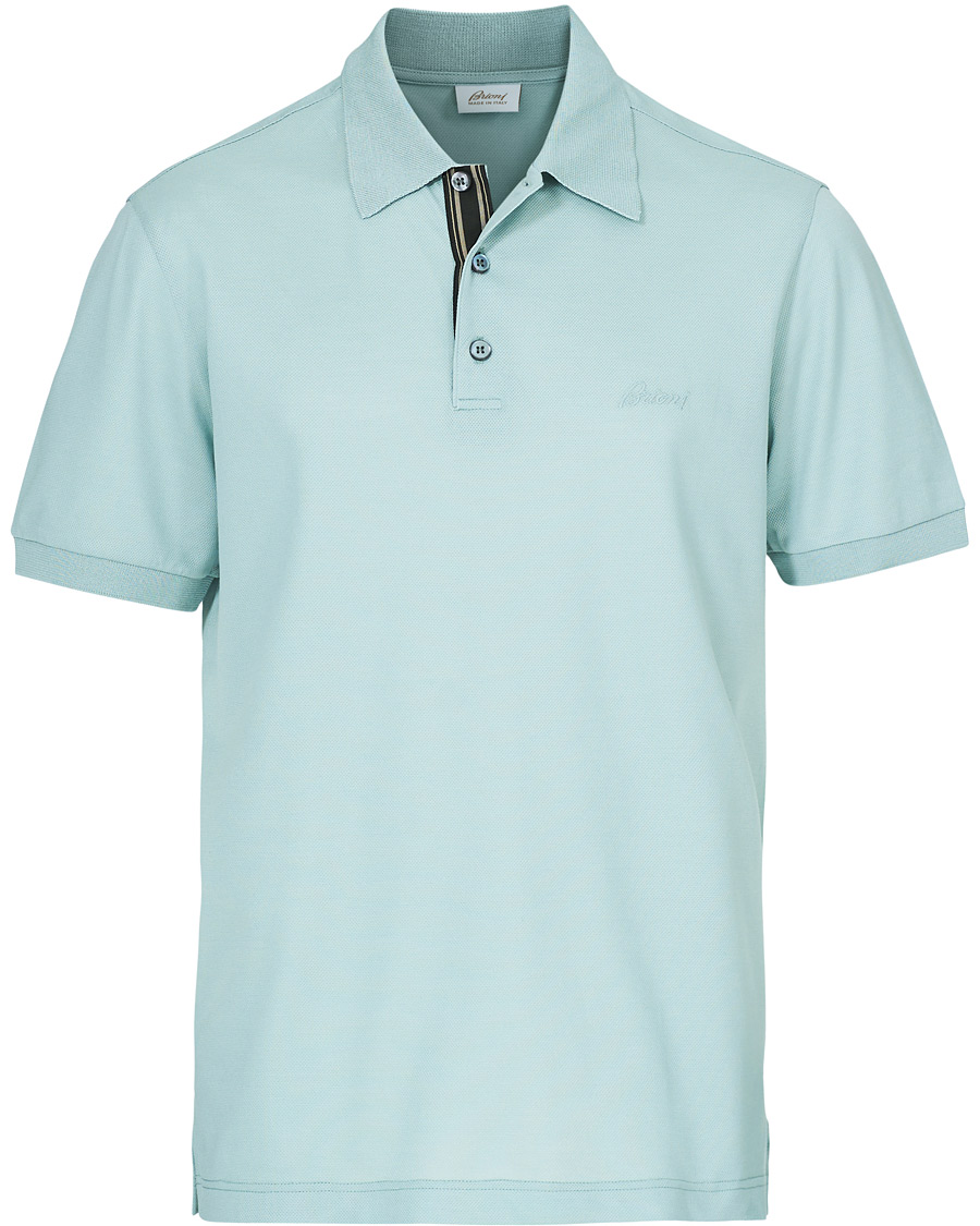 Heren | Polo's | Brioni | Contrast Placket Polo Piquet Aqua