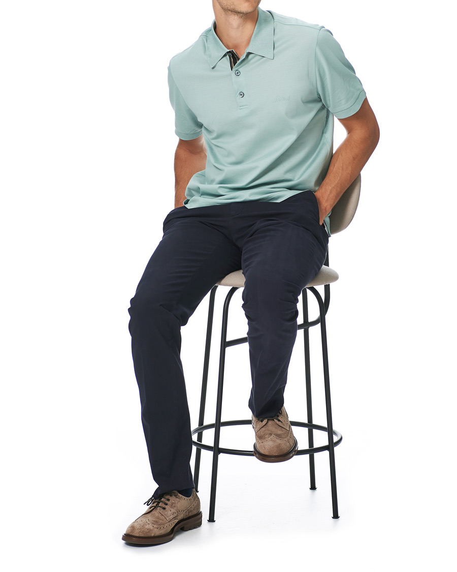 Heren | Polo's | Brioni | Contrast Placket Polo Piquet Aqua