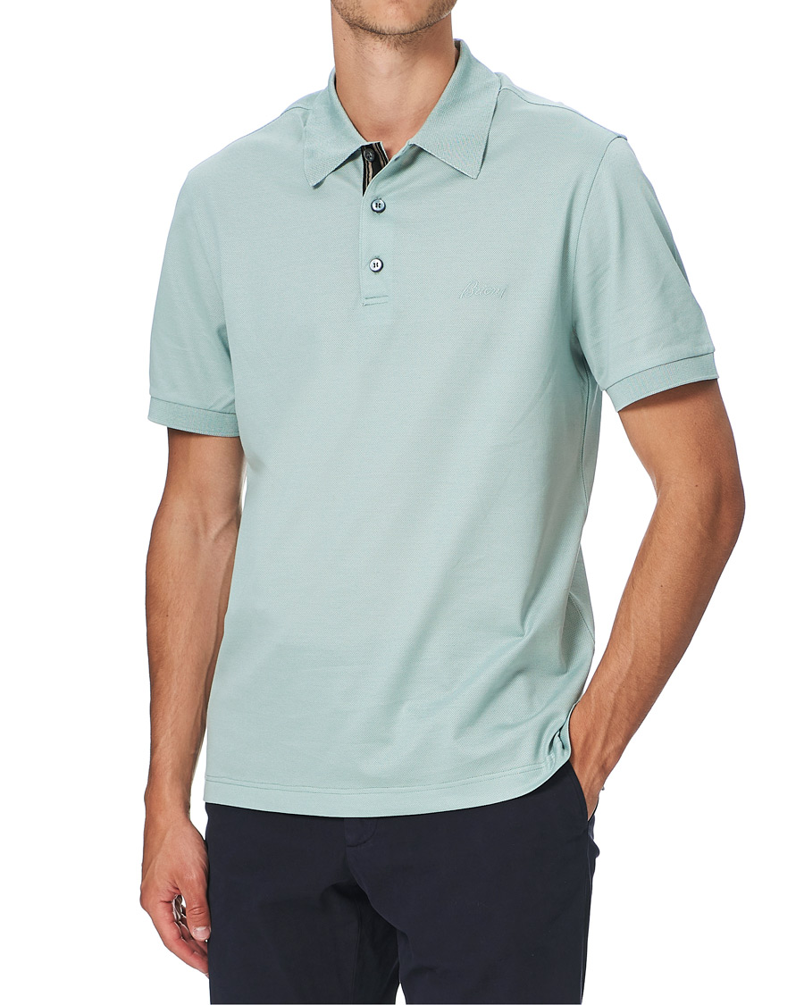 Heren | Polo's | Brioni | Contrast Placket Polo Piquet Aqua