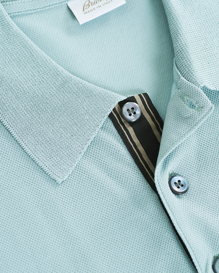 Heren | Polo's | Brioni | Contrast Placket Polo Piquet Aqua